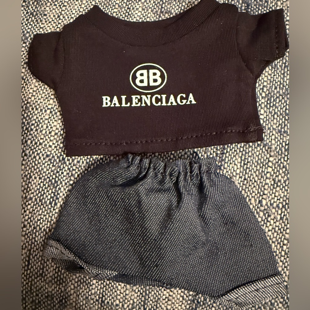 Black Labubu Doll Top and Denim Set